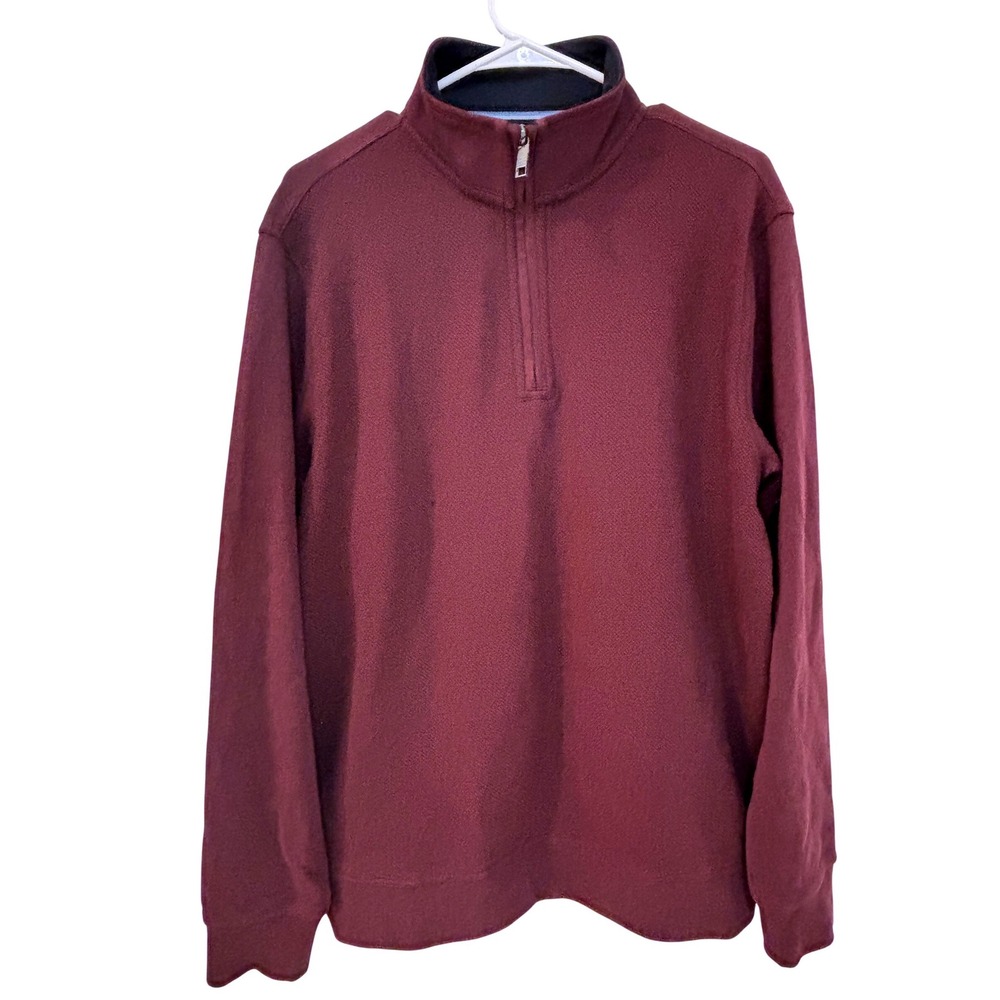 Ted Baker‎ Mens Burgundy Textured Quarter Zip Pullover Sweater Size M 1816488